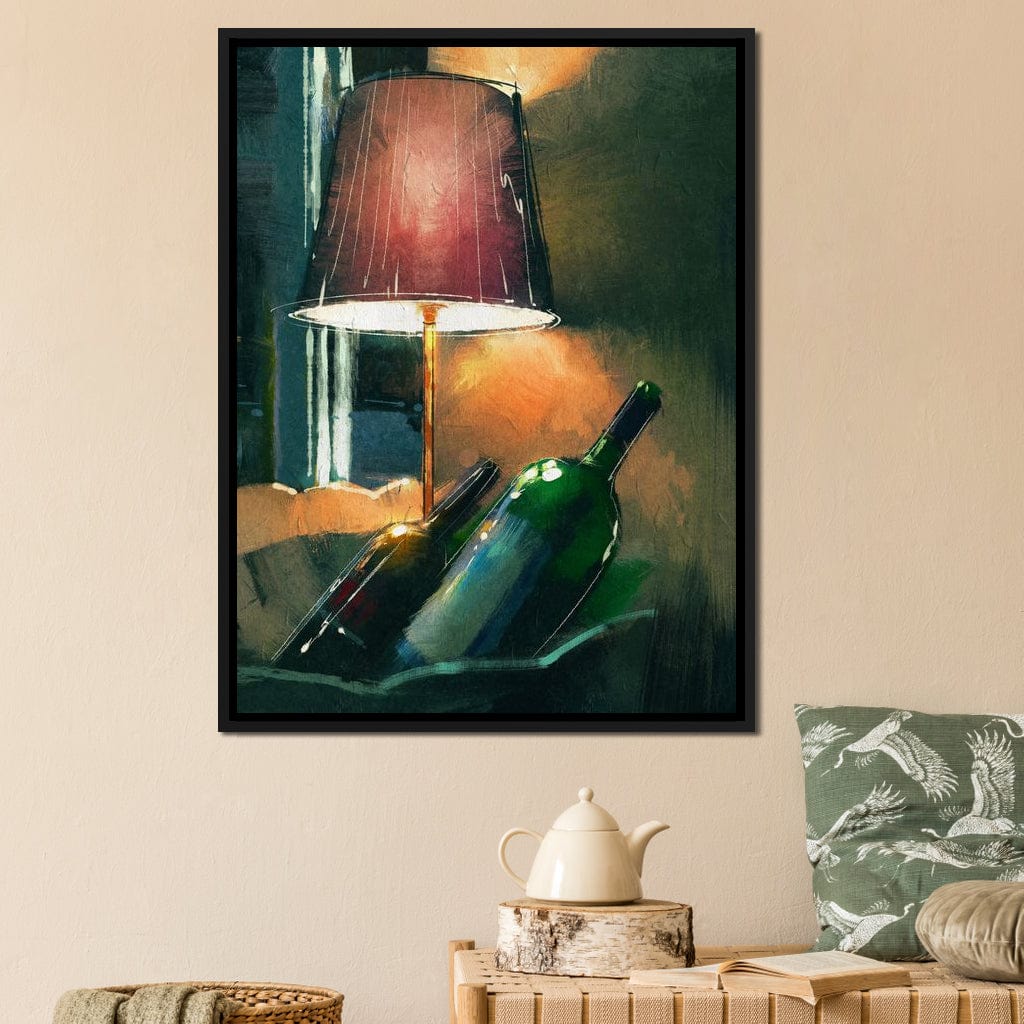 A Couple of Wine Bottles Canvas Wall Art