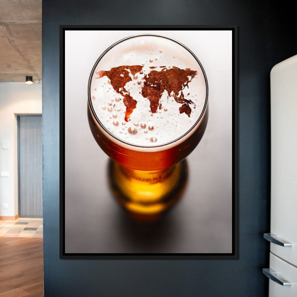 World Map Beer Canvas Wall Art