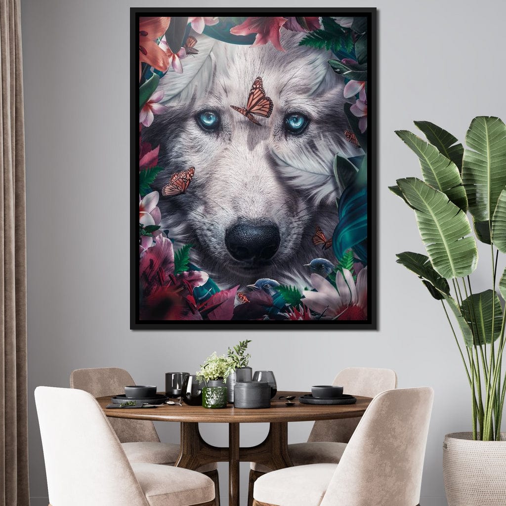 Floral Wolf Canvas Wall Art