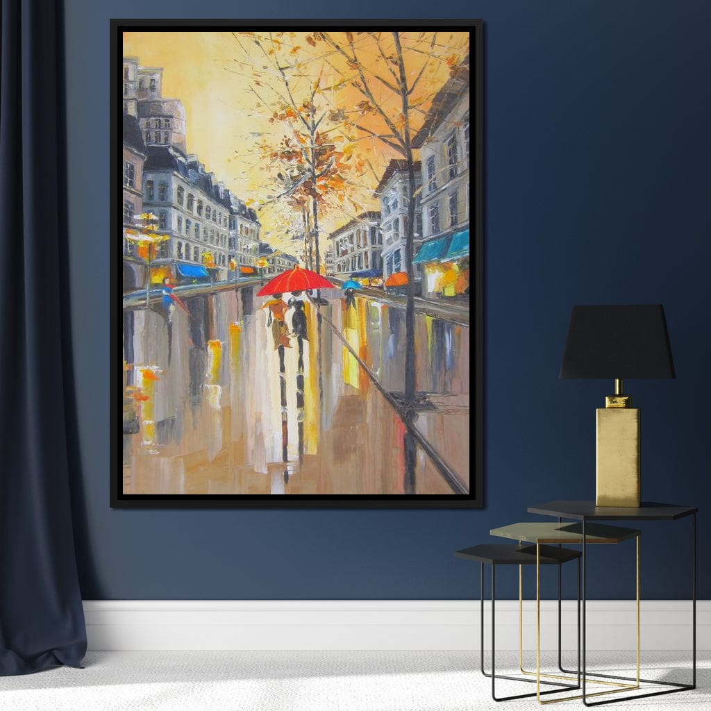 Rain in Boston Canvas Wall Art