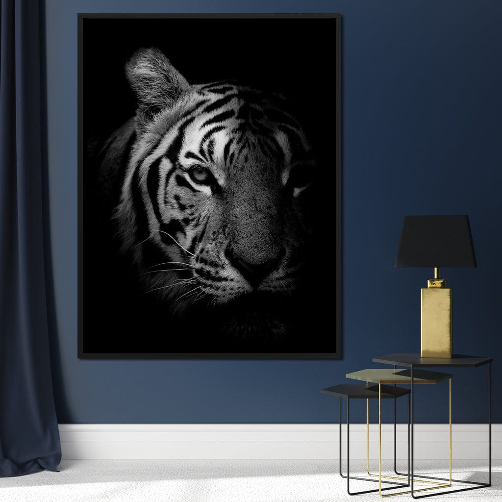 Black and White Fading Tiger Canvas Wall Art