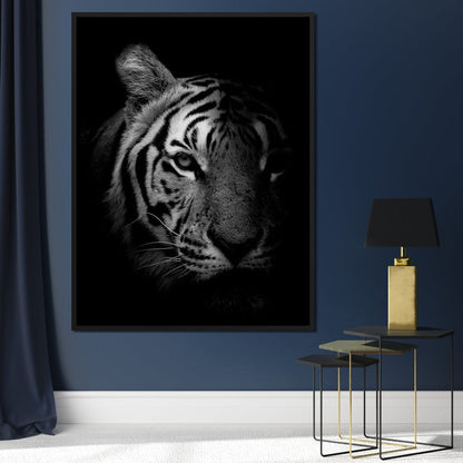 Black and White Fading Tiger Canvas Wall Art