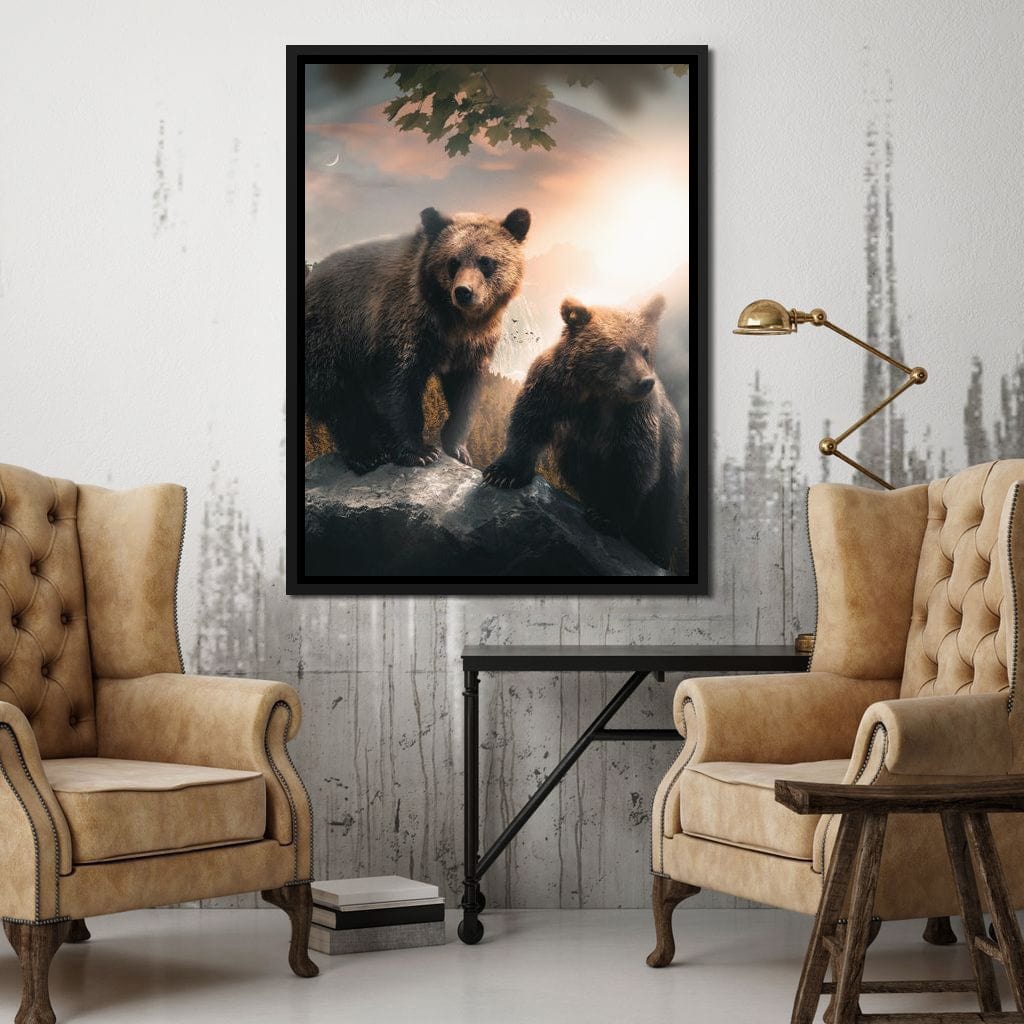 Sunset Bears Canvas Wall Art