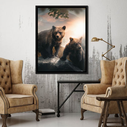 Sunset Bears Canvas Wall Art