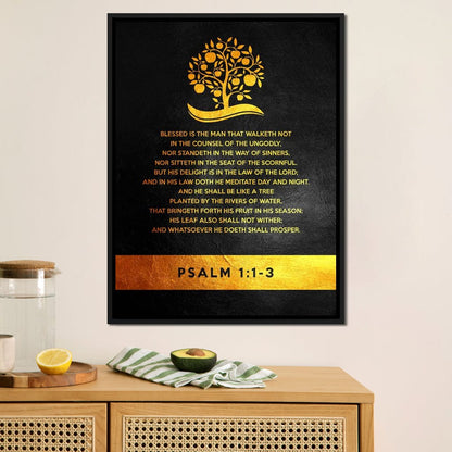 Psalm 1:1-3 Canvas Wall Art