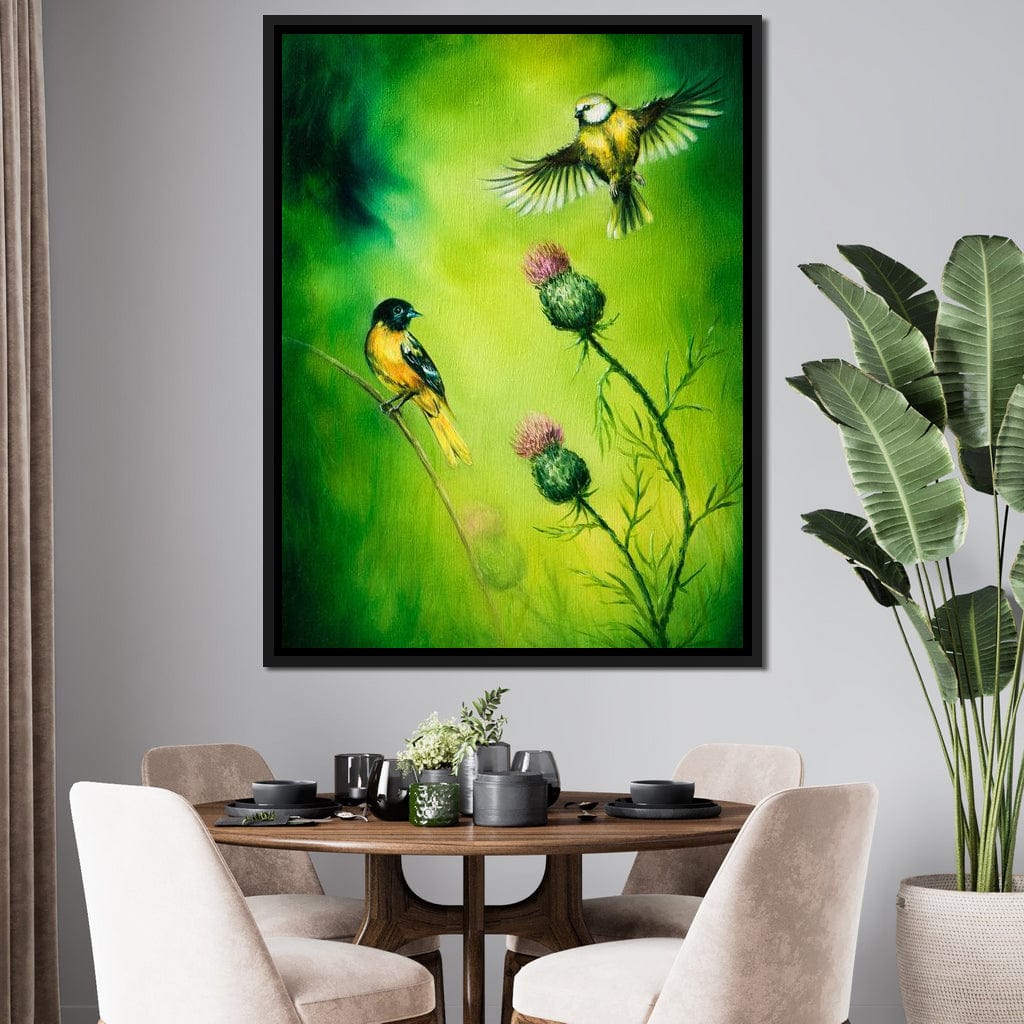 Emerald Songbirds Canvas Wall Art