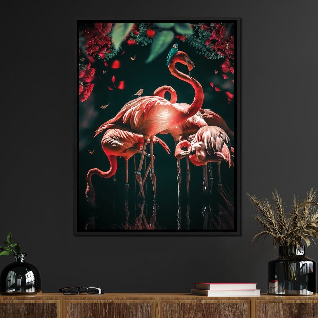Glowing Flamingo Canvas Wall Art