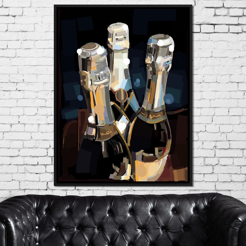 Champagne Bottles Canvas Wall Art