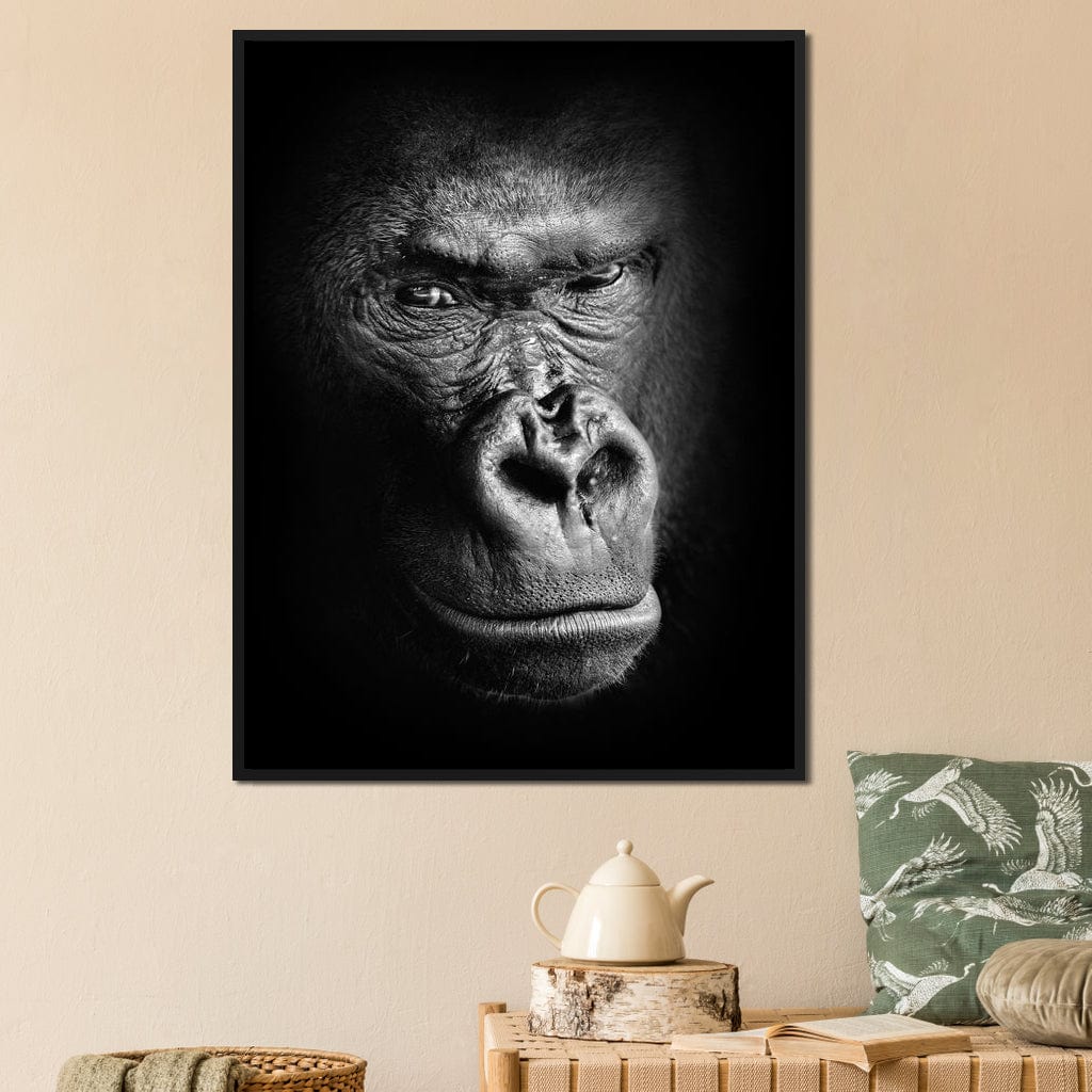 Black and White Gorilla Canvas Wall Art