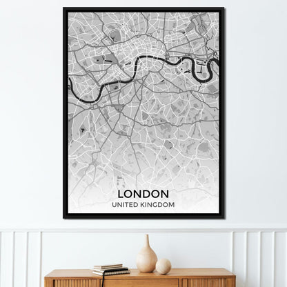 Map of London, UK Canvas Wall Art