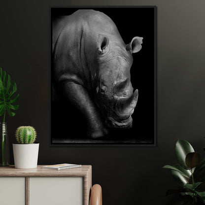 Black and White Rhino Canvas Wall Art