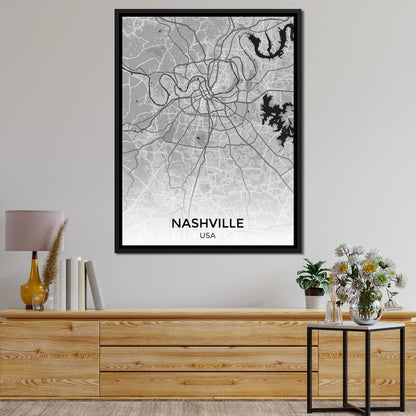 Map of Nashville, USA Canvas Wall Art