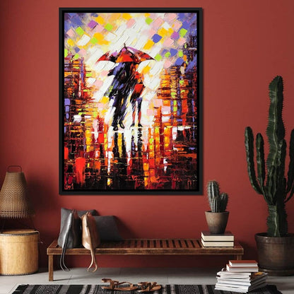 Enamoured Under The Umbrella Canvas Wall Art