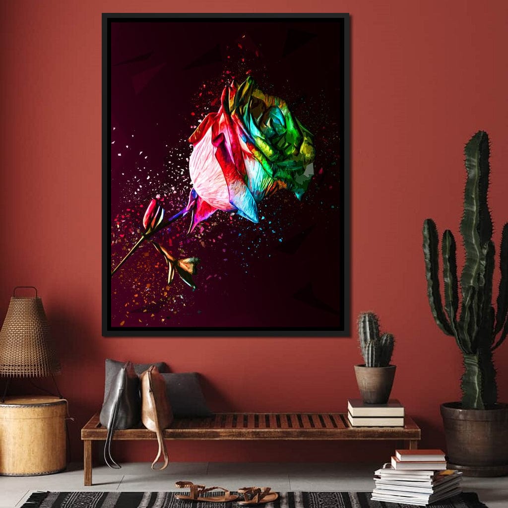 Colored Rose Canvas Wall Art