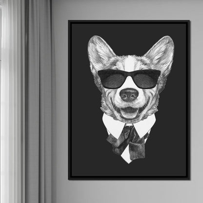Dressed Up Corgi Canvas Wall Art