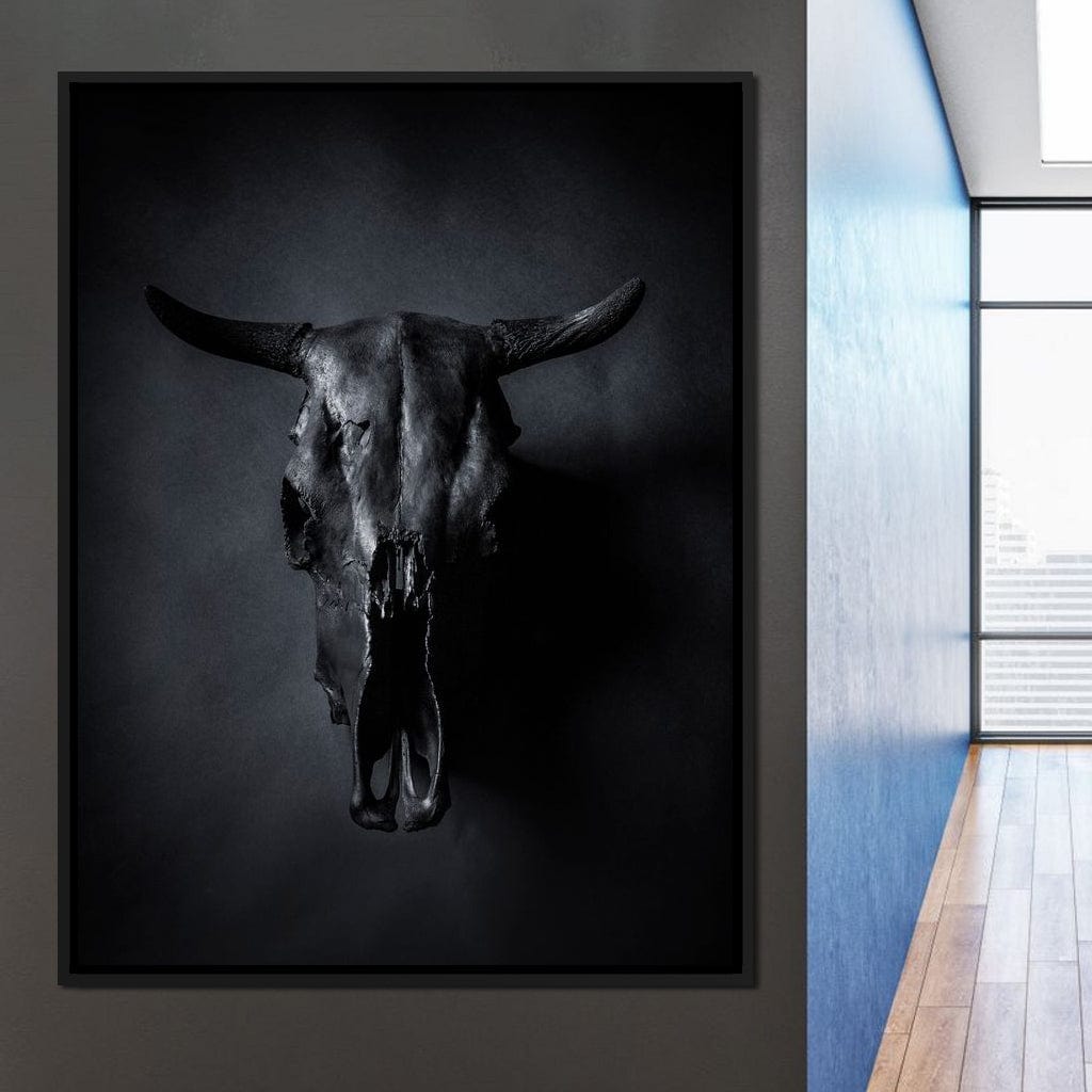 Black Bull Skull Canvas Wall Art