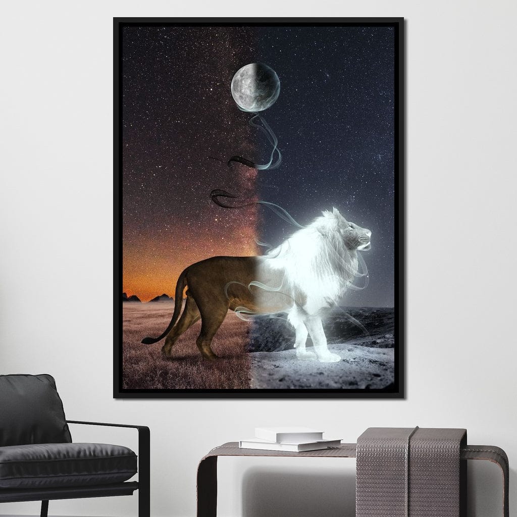 Lion Lune Canvas Wall Art