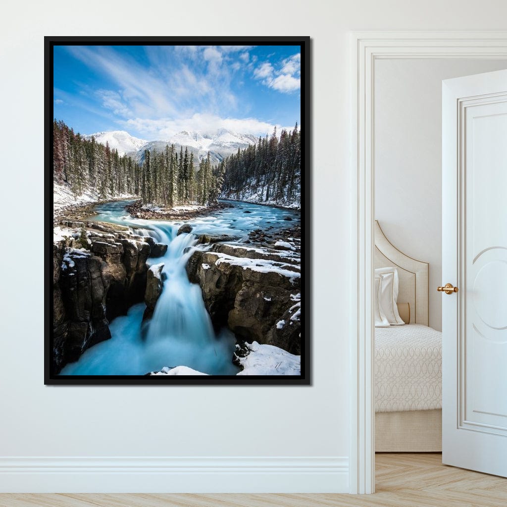 Snowy Sunwapta Falls Canvas Wall Art