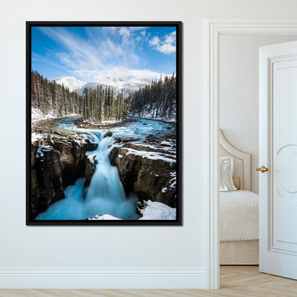 Snowy Sunwapta Falls Canvas Wall Art