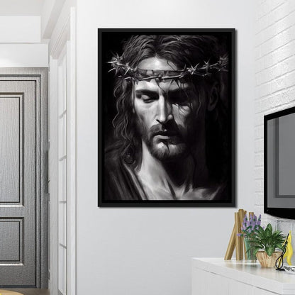 Black & White Jesus Portrait Canvas Wall Art