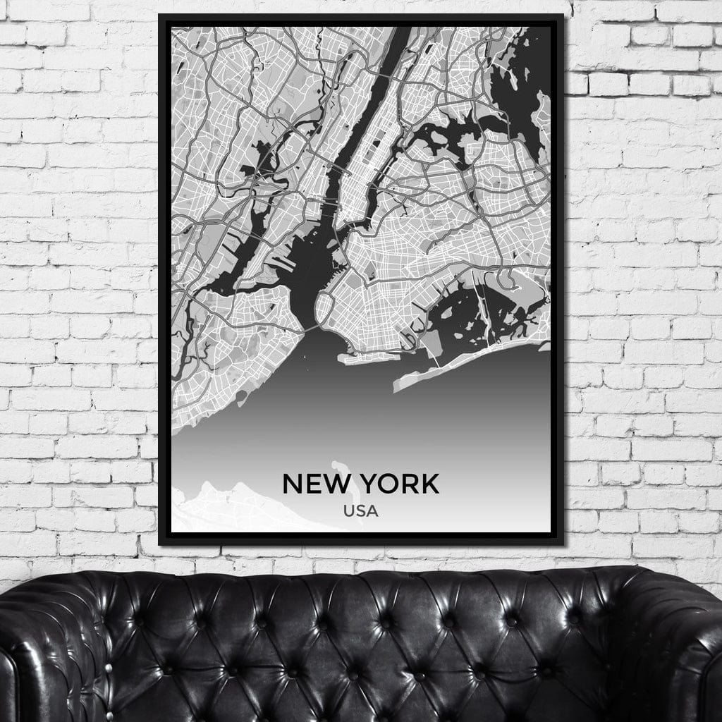 Map of New York City, USA Canvas Wall Art