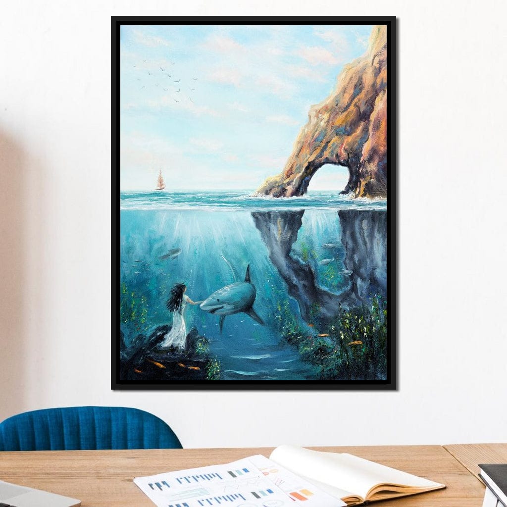 Swimming with the Shark Canvas Wall Art