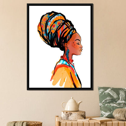 African Woman Turban Canvas Wall Art