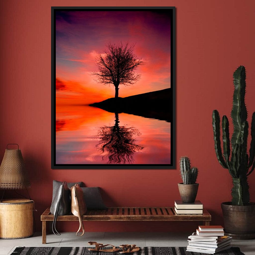Red Sunset Canvas Wall Art