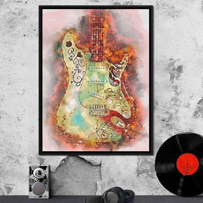 Jimi Hendrix's Guitar Canvas Wall Art