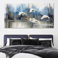 White Swans Canvas Wall Art
