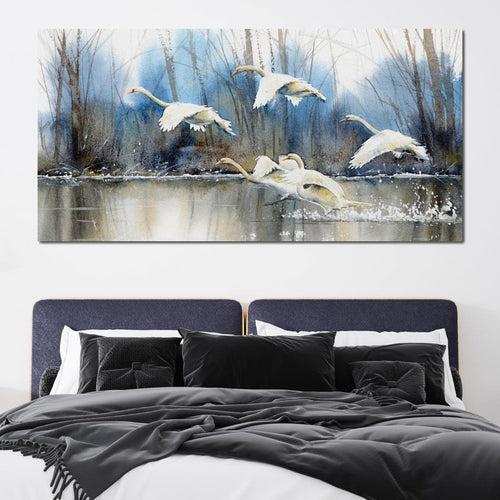 White Swans Canvas Wall Art