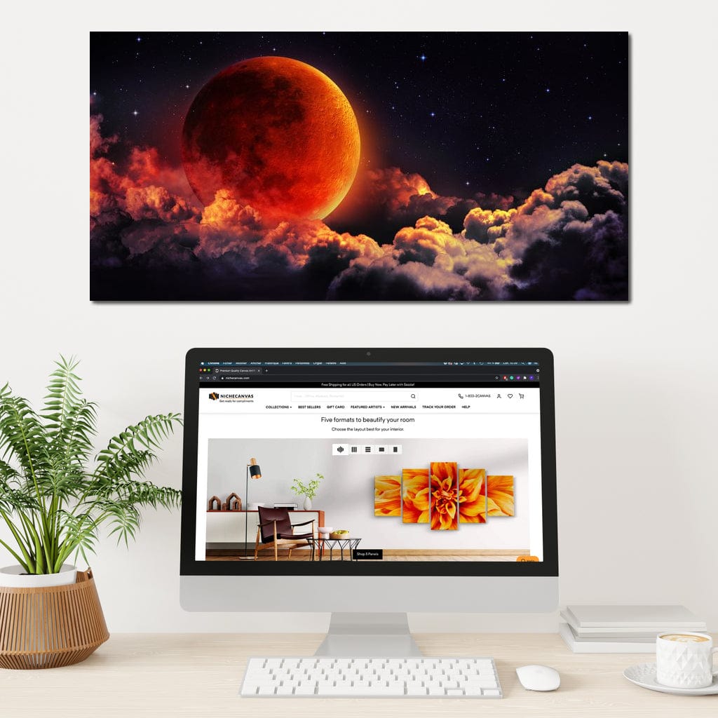 Red Moon Canvas Wall Art