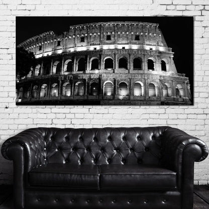 Colosseum at Night Time Canvas Wall Art