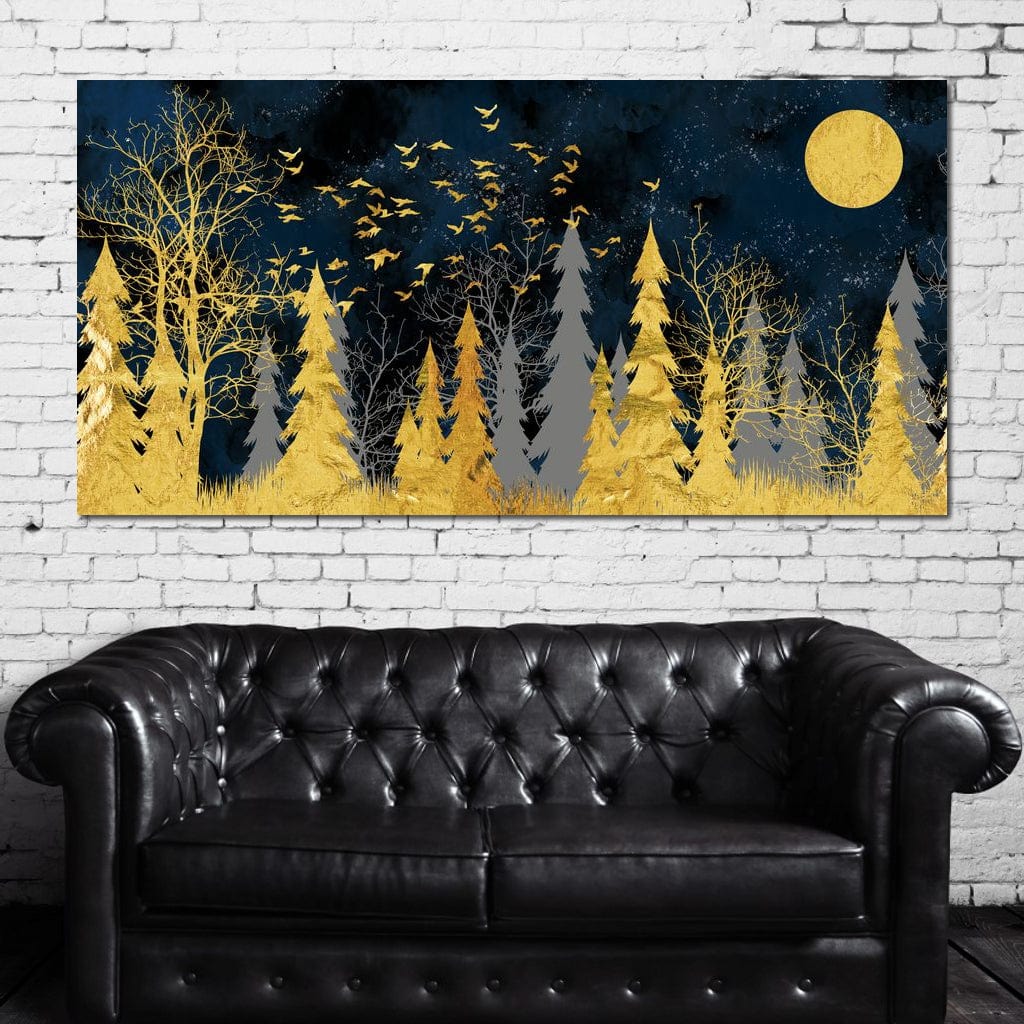 Golden Moonlight Canvas Wall Art