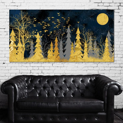 Golden Moonlight Canvas Wall Art
