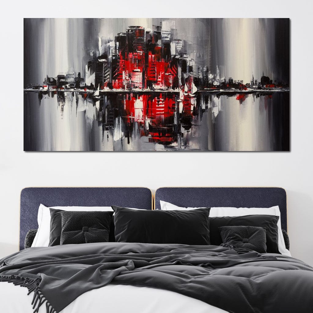 Red Black & Grey Skyline Canvas Wall Art