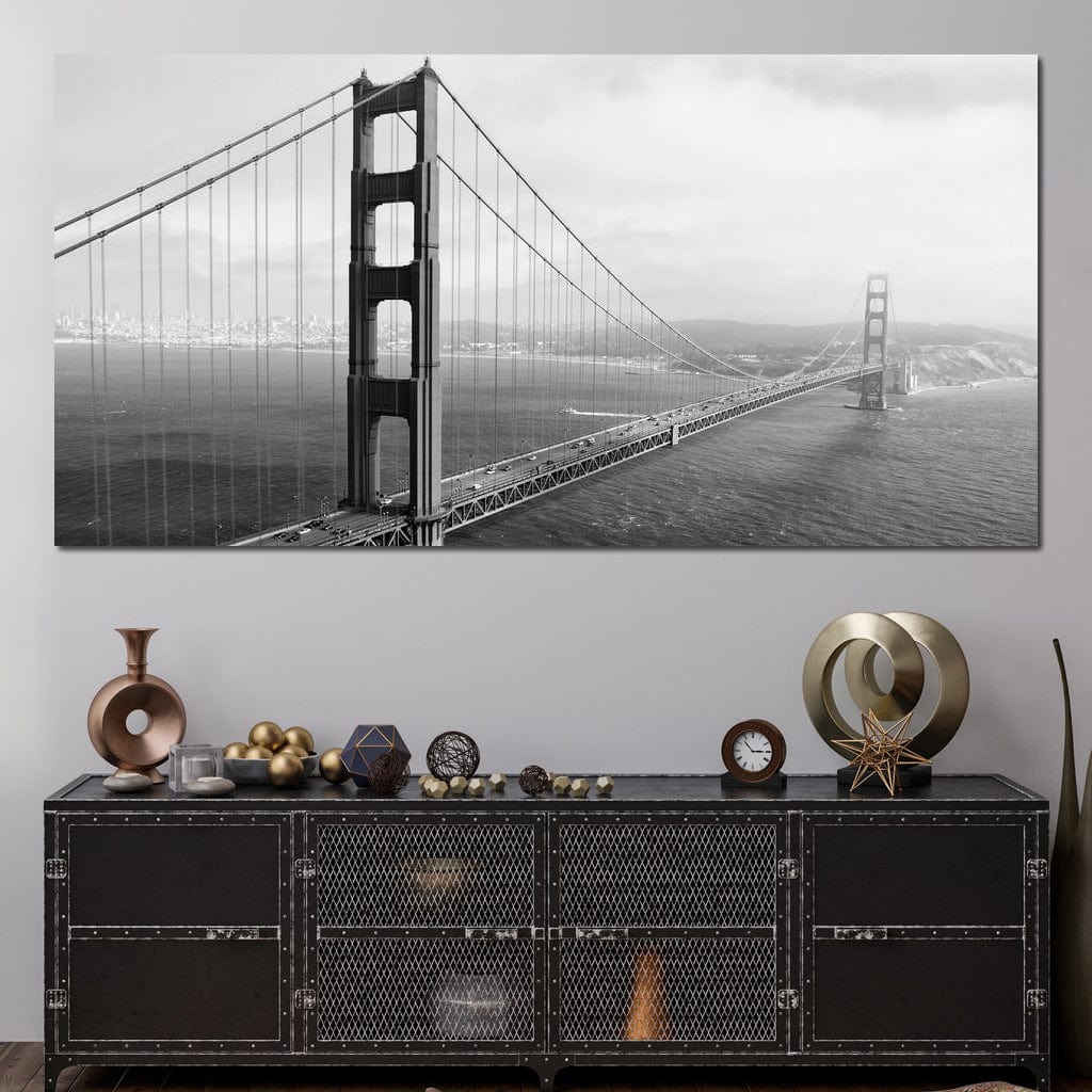 Golden Gate Bridge in Black & White Canvas Wall Art