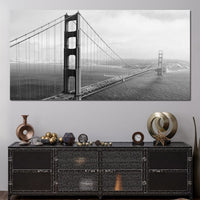 Golden Gate Bridge in Black & White Canvas Wall Art