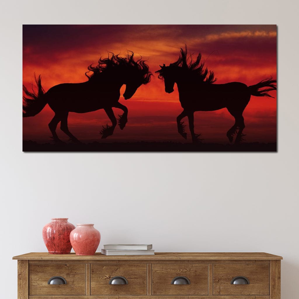Stallion Sunset Canvas Wall Art