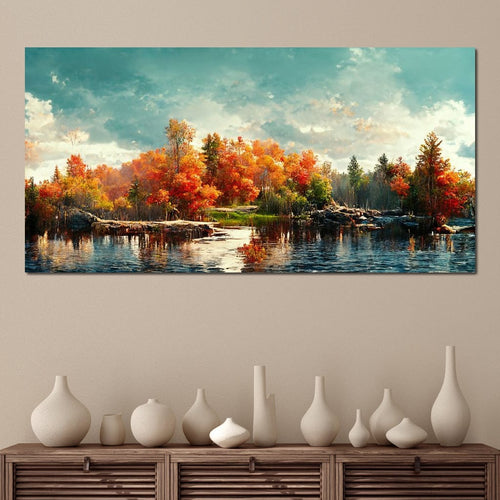 Lakefall Landscape Canvas Wall Art