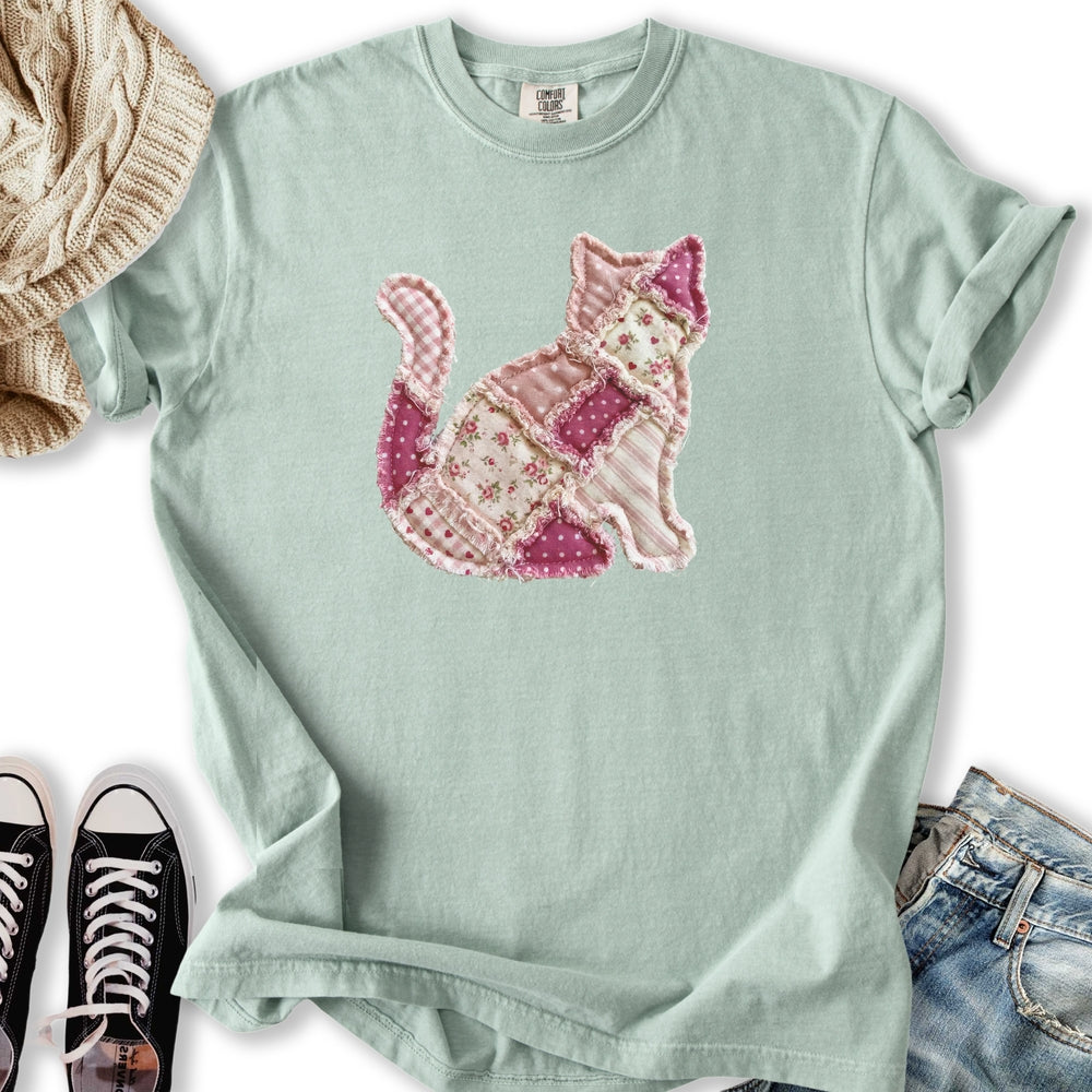 Faux Patchwork Cat Relaxed Tee