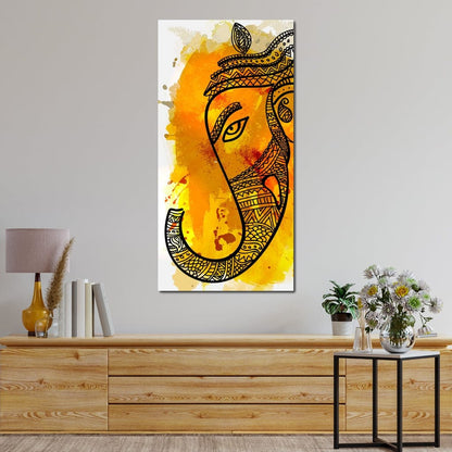 Lord Ganesha in Yellow Canvas Wall Art