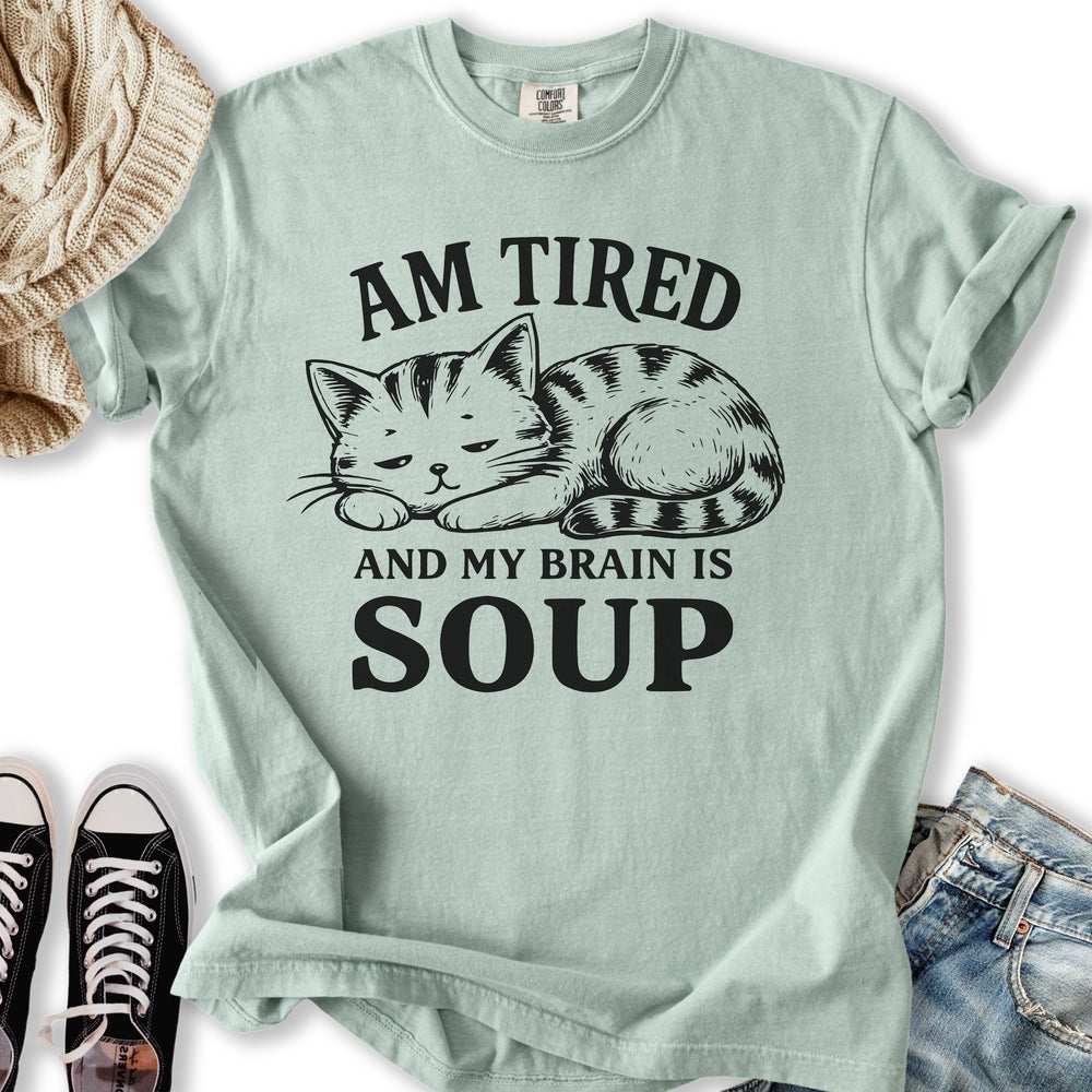 Brain Is Soup Cat Relaxed Tee