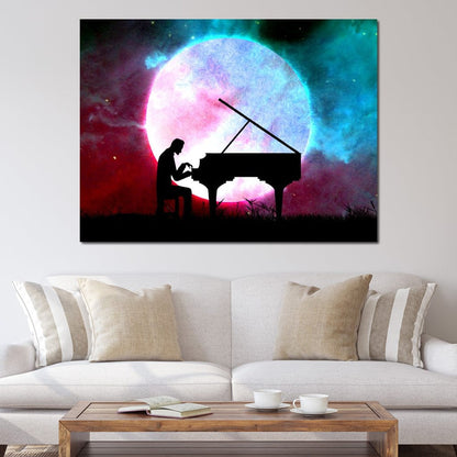 Space Pianist Canvas Wall Art