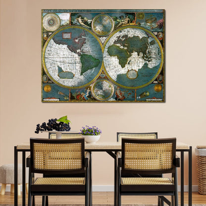 Ancient Historical Map of the World Canvas Wall Art
