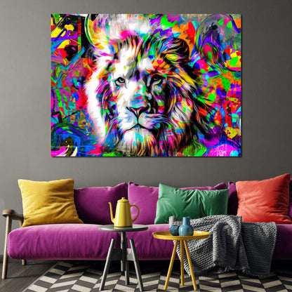 Psychedelic Lion Canvas Wall Art