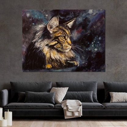 Night Cat Canvas Wall Art
