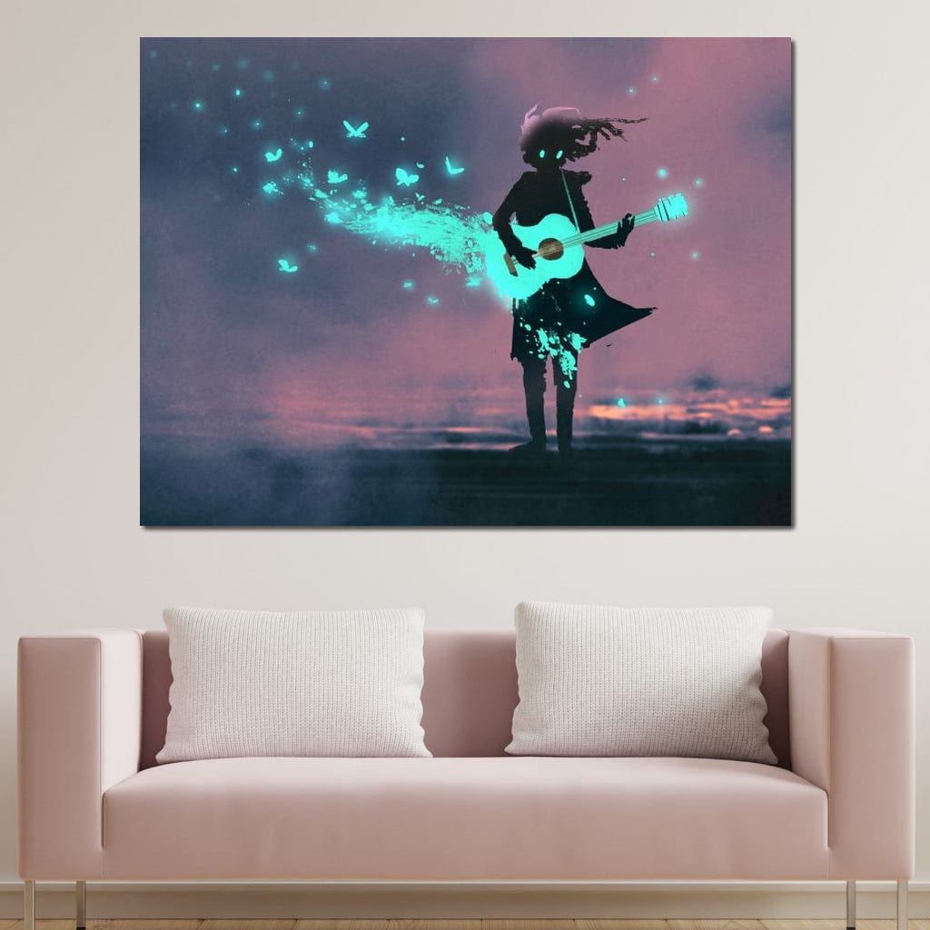 Girl Playing Guitar Canvas Wall Art
