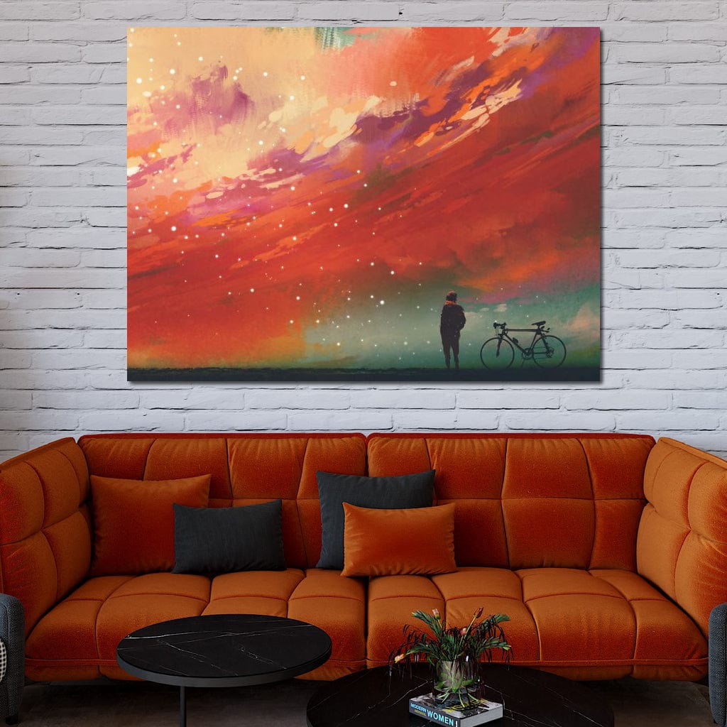 Admiring The Red Clouds Canvas Wall Art