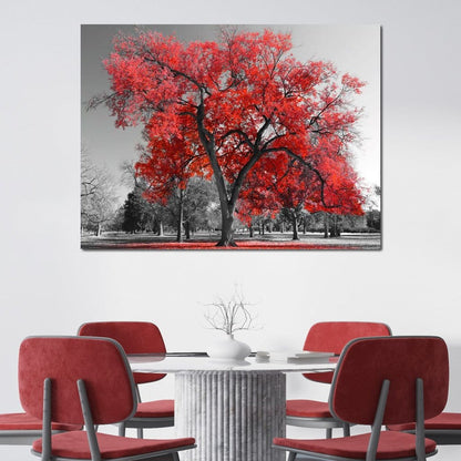 Big Red Tree Canvas Wall Art